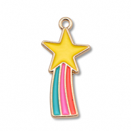 Breloques en m&eacute;tal &eacute;maill&eacute;e &eacute;toile Dor&eacute;-multicolore