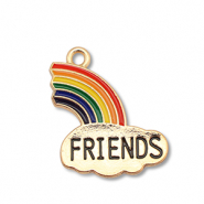 Breloques en m&eacute;tal &eacute;maill&eacute;e arc-en-ciel " friends" Dor&eacute;-multicolore