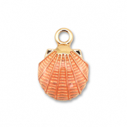 Breloques en m&eacute;tal &eacute;maill&eacute;e coquille Dor&eacute;-rose p&ecirc;che