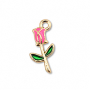 Breloques en m&eacute;tal &eacute;maill&eacute;e rose Dor&eacute;-rose