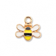 Breloques en m&eacute;tal &eacute;maill&eacute;e abeille Dor&eacute;-jaune-noir
