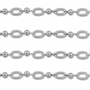 Appr&ecirc;ts en acier Inox cha&icirc;ne maille jaseron ovale avec boule Argent&eacute;