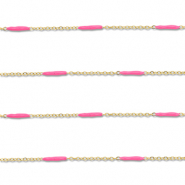 Appr&ecirc;ts en acier Inox cha&icirc;ne maille jaseron avec barre Dor&eacute;-rose