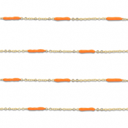Appr&ecirc;ts en acier Inox cha&icirc;ne maille jaseron avec barre Dor&eacute;-orange