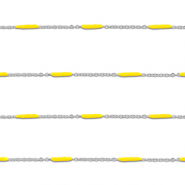Appr&ecirc;ts en acier Inox cha&icirc;ne maille jaseron avec barre Argent&eacute;-jaune