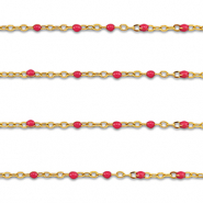 Appr&ecirc;ts en acier Inox cha&icirc;ne maille jaseron 1mm Dor&eacute;-rouge cerise
