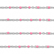 Appr&ecirc;ts en acier Inox cha&icirc;ne maille jaseron 1mm Argent&eacute;-rose