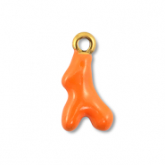 Breloques en acier Inox corail Argent&eacute;-orange