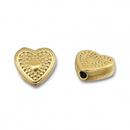 Perles en acier Inox coeur Dor&eacute;