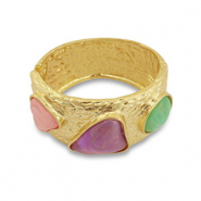 Bracelets accroche-regard Dor&eacute;-rose-violet-turquoise menthe