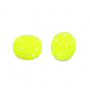 Perles en r&eacute;sine rondelles 12mm Jaune n&eacute;on