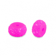 Perles en r&eacute;sine rondelles 10mm Rose magenta