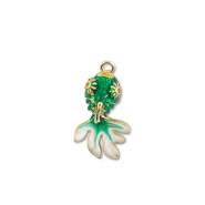 Breloques en laiton Eco-brass&reg; poisson Dor&eacute;-vert-blanc