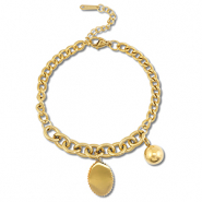 Bracelets en acier Inox boule Dor&eacute;