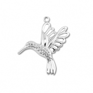 Breloques en acier Inox colibri Argent&eacute;