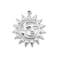 Breloques en acier Inox lune & soleil Argent&eacute;