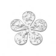 Breloques en acier Inox fleur Argent&eacute;