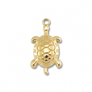 Breloques en acier Inox tortue Dor&eacute;