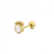 Piercing d&rsquo;oreilles en acier Inox rond avec boules Dor&eacute;