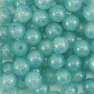 Perles en verre avec pailletes 8 mm Bleu turquoise-dor&eacute;