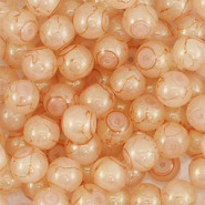 Perles en verre avec pailletes 8 mm Orange corail-dor&eacute;