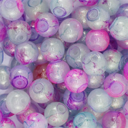 Perles en verre avec pailletes 6 mm Violet multicolore-dor&eacute;