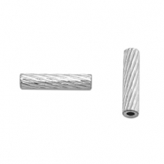 Perles en acier Inox tubes 8mm Argent&eacute;