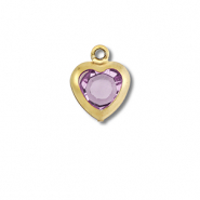 Breloques en acier Inox coeur Dor&eacute;-rose clair