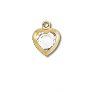 Breloques en acier Inox coeur Dor&eacute;-transparent