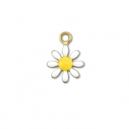 Breloques en acier Inox fleur Dor&eacute;-blanc-jaune