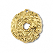 Breloques en acier Inox donut avec dragon Dor&eacute;
