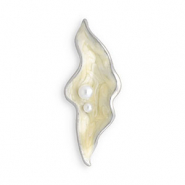 Broches hu&icirc;tre Argent&eacute;-beige clair-blanc