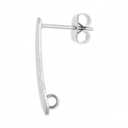 Appr&ecirc;ts en acier Inox boucles d'oreilles / puces d&rsquo;oreilles oblong avec anneau Argent&eacute;