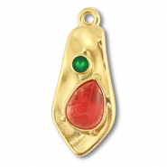 Breloques en m&eacute;tal DQ irr&eacute;gulier Dor&eacute; (sans nickel)-rouge-vert