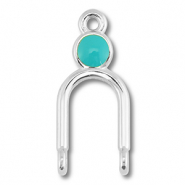 Breloques en m&eacute;tal DQ connecteur Argent&eacute; antique (sans nickel)-bleu turquoise