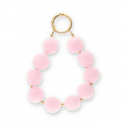 Porte-cl&eacute;s pompom Rose clair-dor&eacute;