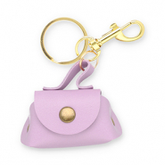 Porte-cl&eacute;s sac &agrave; main Violet lilas-dor&eacute;
