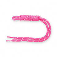 Porte-cl&eacute;s paracorde Rose fonc&eacute;-blanc