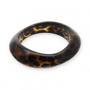 Bracelets jonc en r&eacute;sine avec imprim&eacute; l&eacute;opard Transparent marron ambre