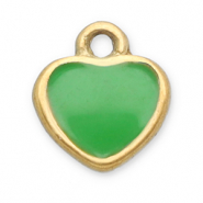 Breloques en acier Inox c&oelig;ur Dor&eacute;-vert clair