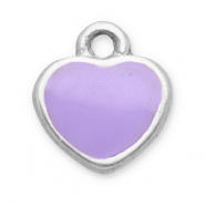 Breloques en acier Inox c&oelig;ur Argent&eacute;-lilas