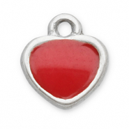 Breloques en acier Inox c&oelig;ur Argent&eacute;-rouge