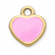 Breloques en acier Inox c&oelig;ur Dor&eacute;-rose