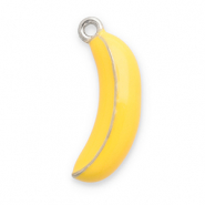 Breloques en acier Inox banane Argent&eacute;-jaune