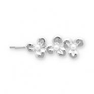 Accessoires pour cheveux epingle &agrave; cheveux fleurs avec imitations perles Argent&eacute;-blanc
