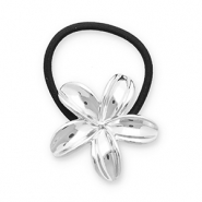 Accessoires pour cheveux &eacute;lastique &agrave; cheveux avec m&eacute;tal fleur Argent&eacute;-noir