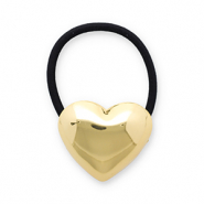 Accessoires pour cheveux &eacute;lastique &agrave; cheveux avec m&eacute;tal coeur Dor&eacute;-noir
