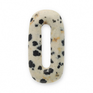 Pierres naturelles pendentifs Jaspe Dalmatien ovale Greige-noir-marron