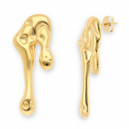 Boucles d'oreilles / puces en acier Inox gouttes Dor&eacute;