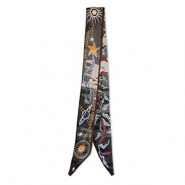 Bandana foulard avec &eacute;toiles/feuilles Vert fonc&eacute;-marron